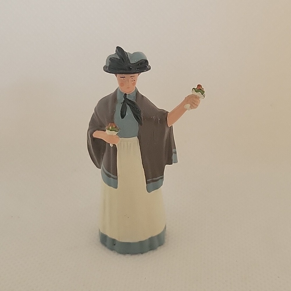 Cast Metal Victorian Lady Miniature Figurine Hand Painted Decorative Metal